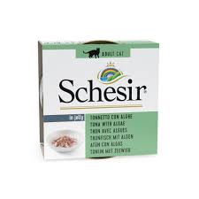 Schesir Wet Cat Food in Jelly - Tuna with Seaweed - 85g Cans (1*56) 