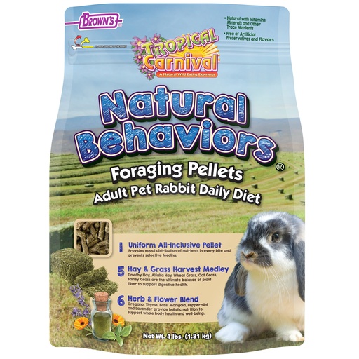 [450919] FM Browns Tropical Carnival Natural Behaviors Foraging Pellets Adult Pet Rabbit Daily Diet – 4 lb (1.81 kg) 1x3