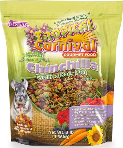[448701] FM Browns Tropical Carnival Natural Behaviors Chinchilla Food – 3 lb (1.36 kg) 1x6