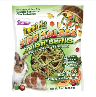 [440835] FM Browns Tropical Carnival Natural Behaviors Alfalfa Cravins Timothy Hay Salads – Fruits & Berries – 8 oz (226 g) 1x8