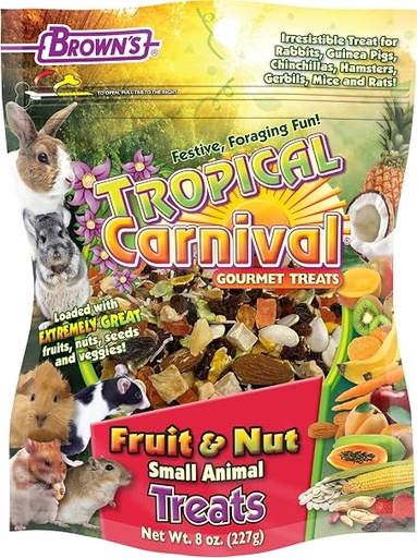 [450179] FM Browns Tropical Carnival Fruit & Nut Small Animal Treat – 8 oz (227 g) 1x8
