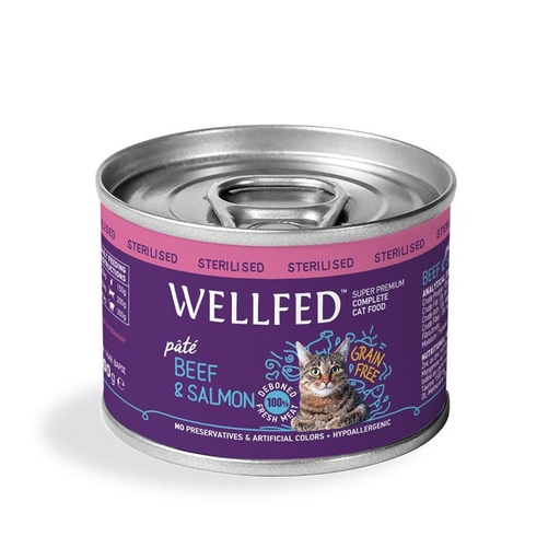 Wellfed ADULT Sterilised Beef & Salmon 200g CAT