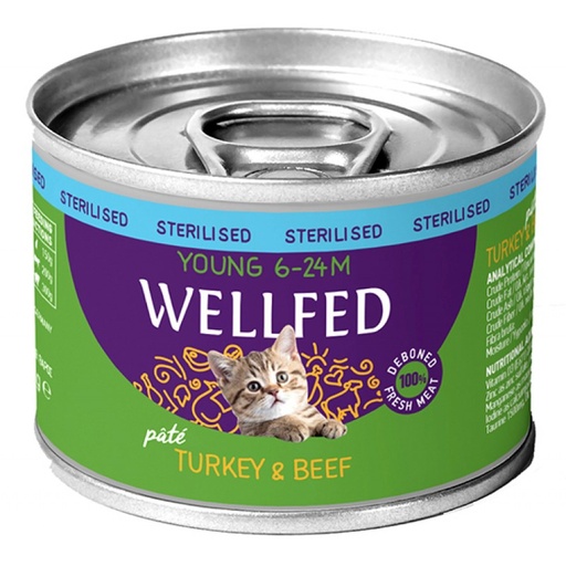 WELLFED YOUNG-STERIL Turkey & Beef 200gr