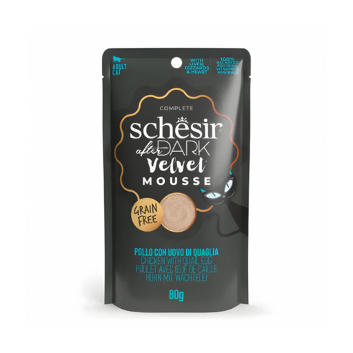 Schesir After Dark Velvet Mousse Cat Pouch – Chicken with Quail Egg - 80g (1*12) 