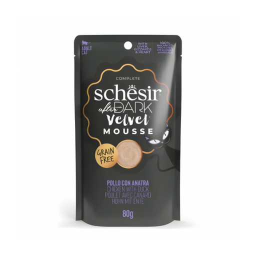 Schesir After Dark Velvet Mousse Cat Pouch – Chicken with Duck - 80g (1*12)