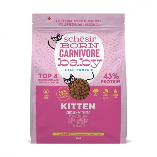 Schesir Born Carnivore Dry Kitten Food - Chicken & Egg -Bag 255g (1*8)
