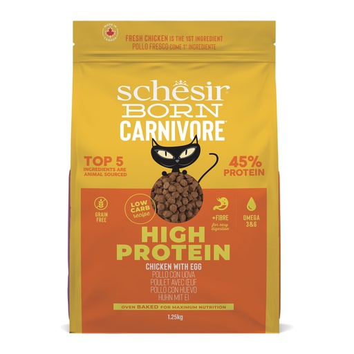Schesir Born Carnivore Dry Cat Food - Chicken & Egg - Bag 1.25kg (1*6)