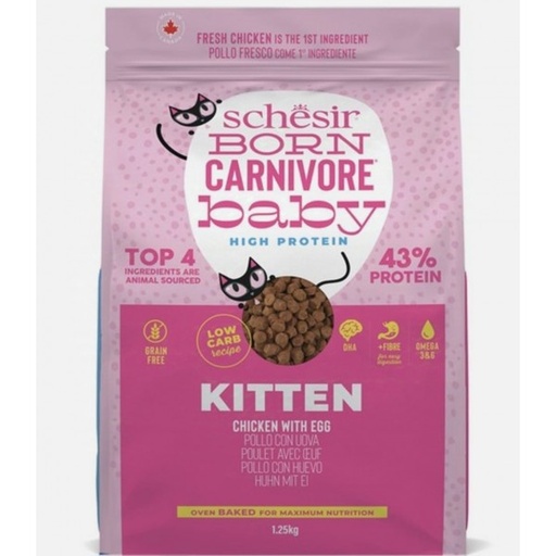 Schesir Born Carnivore Dry Kitten Food - Chicken & Egg - Bag 1.25kg (1*6)
