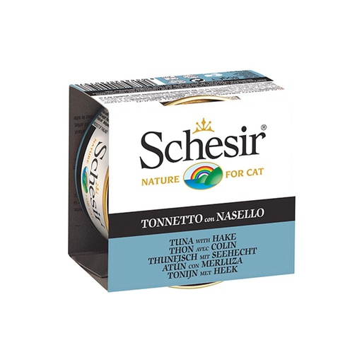 Schesir Cat Food - Tuna with Hake in Jelly - 85g Can (1*56)