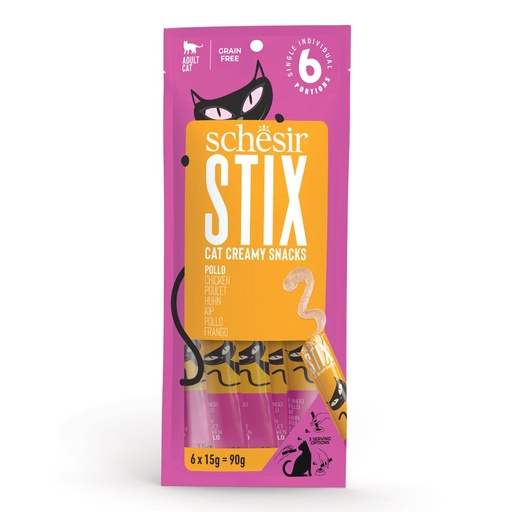 Schesir Stix Cream Treat Snack - Chicken Flavor - 6x15g (1*12)