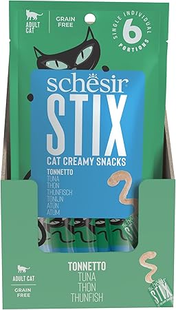 Schesir Stix Cream Treat Snack - Tuna Flavor - 6 x 15g (1*12)