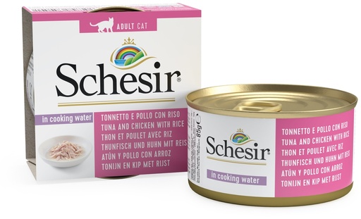 Schesir Cat Food - Tuna & Chicken with Rice (Natural Style) - 85g Can (1*56)