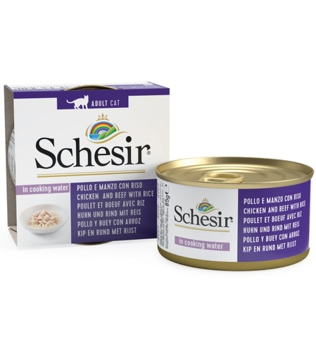 Schesir Cat Food - Chicken & Beef with Rice (Natural Style) - 85g Can (1*56) 